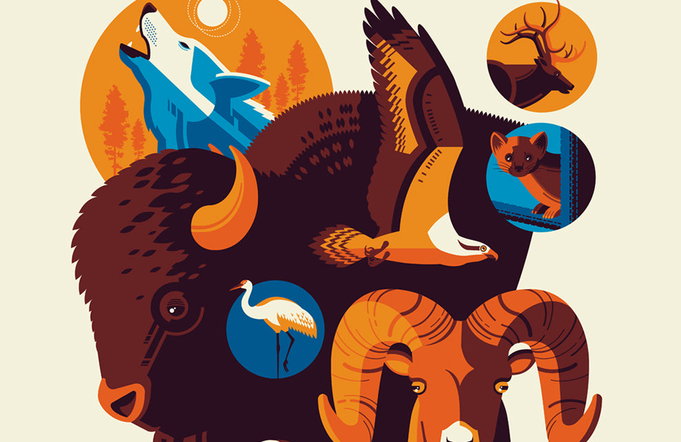 Iconic Wildlife of Yellowstone National Park Poster